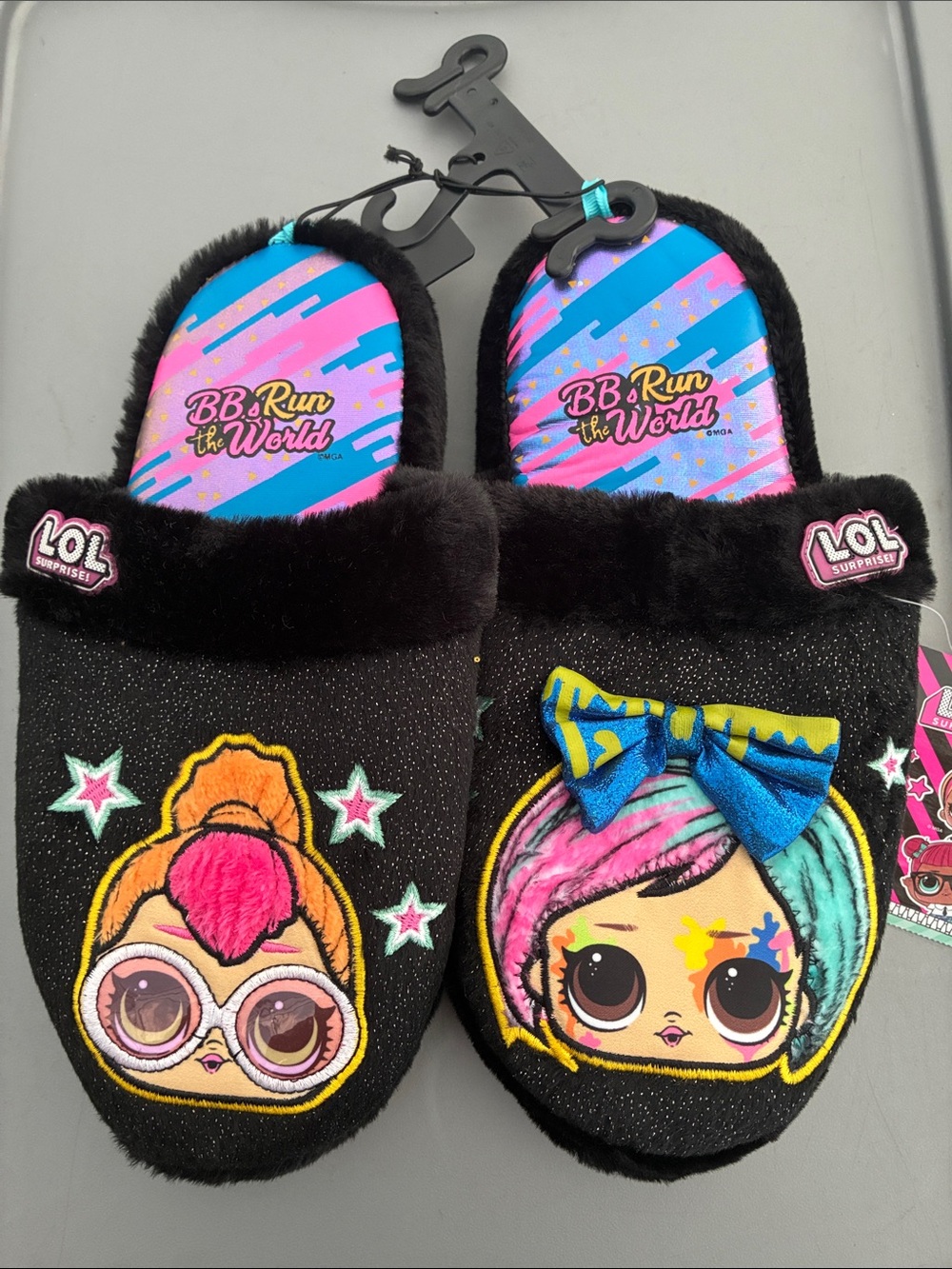 L.O.L Surprise doll slippers NWT tag says 4/5 but fit WM 8 Fuzzy Sparkle LOL